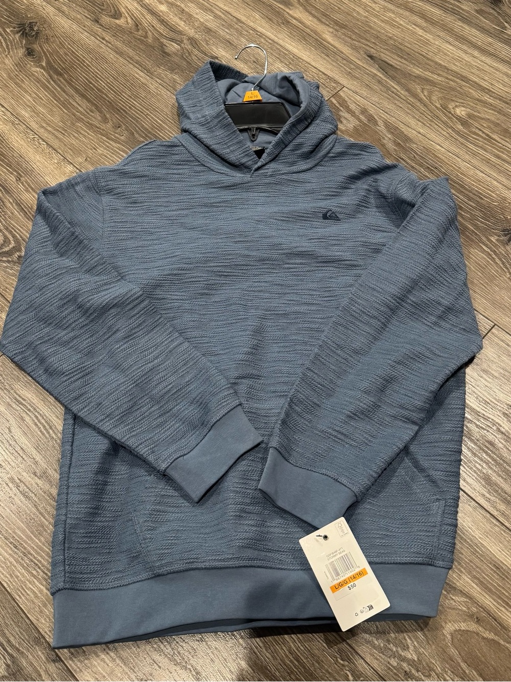NWT Kids Quiksilver Blue Textured Hooded Sweatshirt